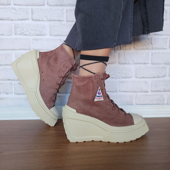 Converse Chuck 70 Wedge Square Platform Hi Leather 8.5 Women Shoes Brown A08247C - Picture 4 of 10